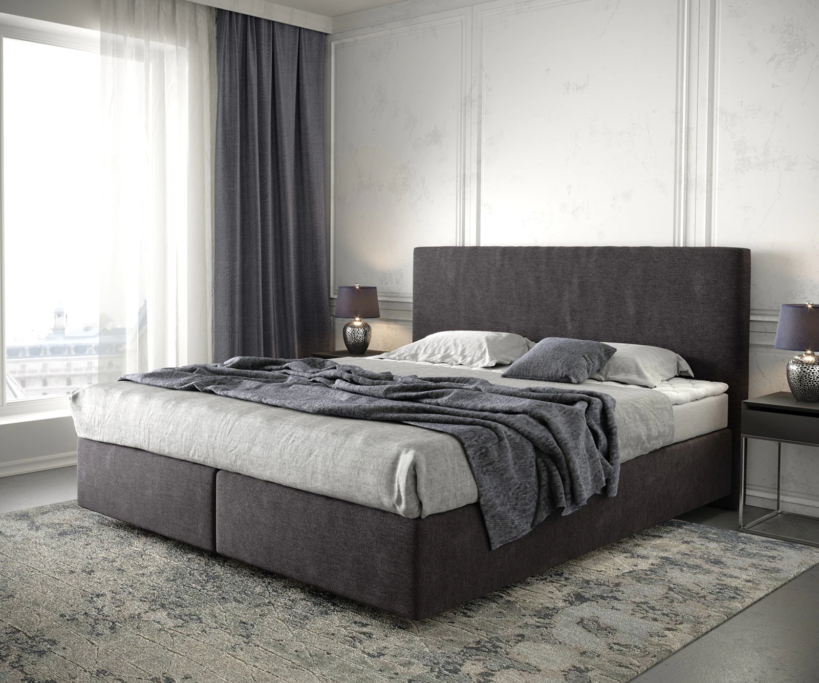 DELIFE Boxspringbett Dream-Well, Mikrofaser Schwarz 180x200 cm mit Matratze günstig online kaufen