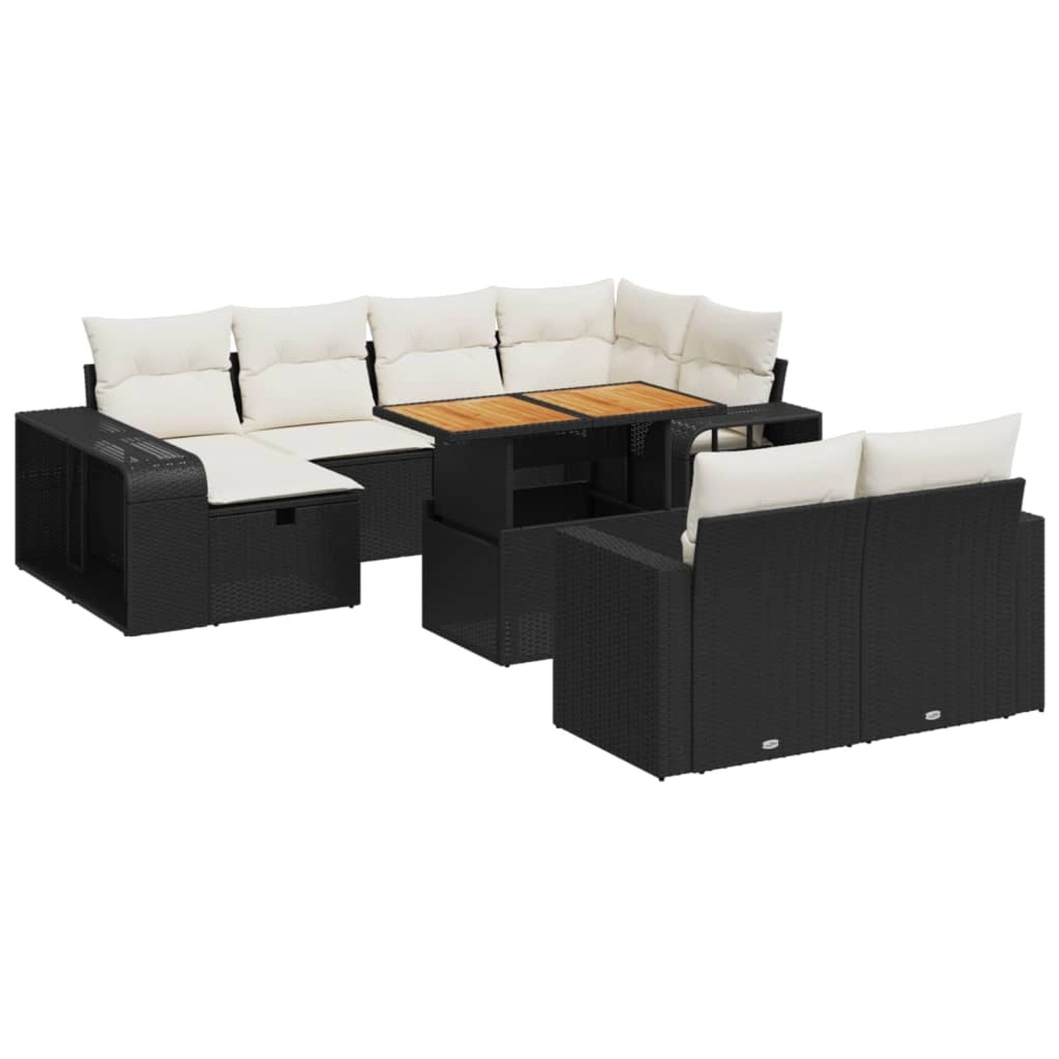 vidaXL 11-Tlg Garten-Sofagarnitur mit Kissen Schwarz Poly Rattan 3276512 günstig online kaufen