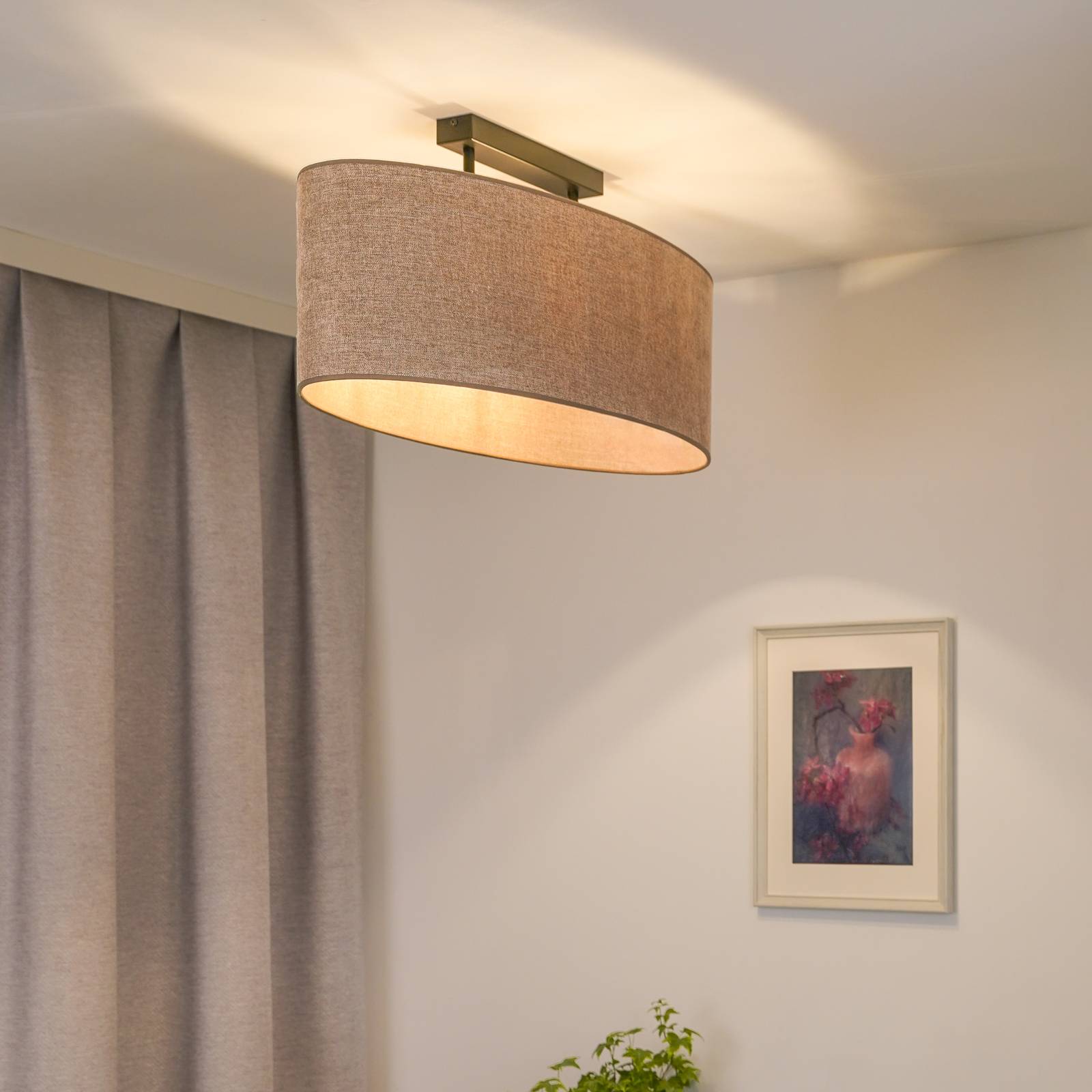 Euluna Deckenlampe Celine, cappuccino, Chenille-Stoff, 80 cm günstig online kaufen