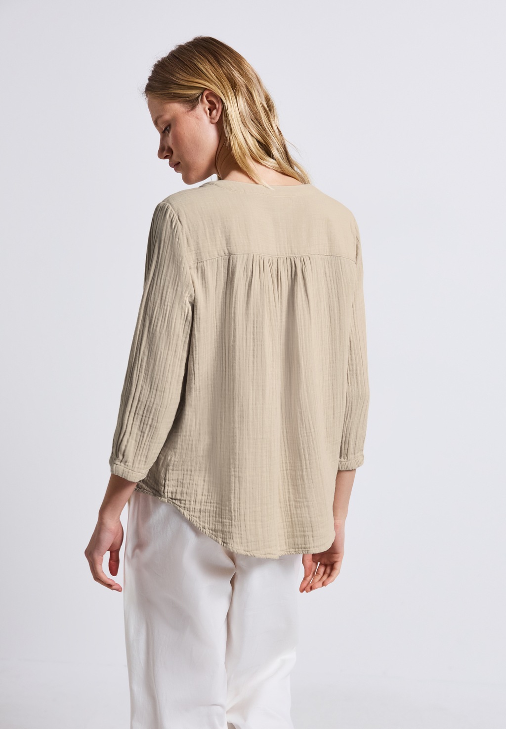 STREET ONE Hemdbluse, 3/4-Arm im Musselin-Look günstig online kaufen