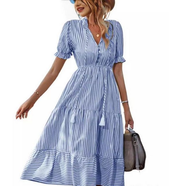 jalleria Dirndl Kurzärmliges Damenkleid mit V-Ausschnitt und elastischer Ta günstig online kaufen