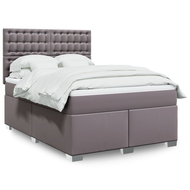 vidaXL Boxspringbett mit Matratze Grau 140x200 cm Kunstleder2100046 günstig online kaufen