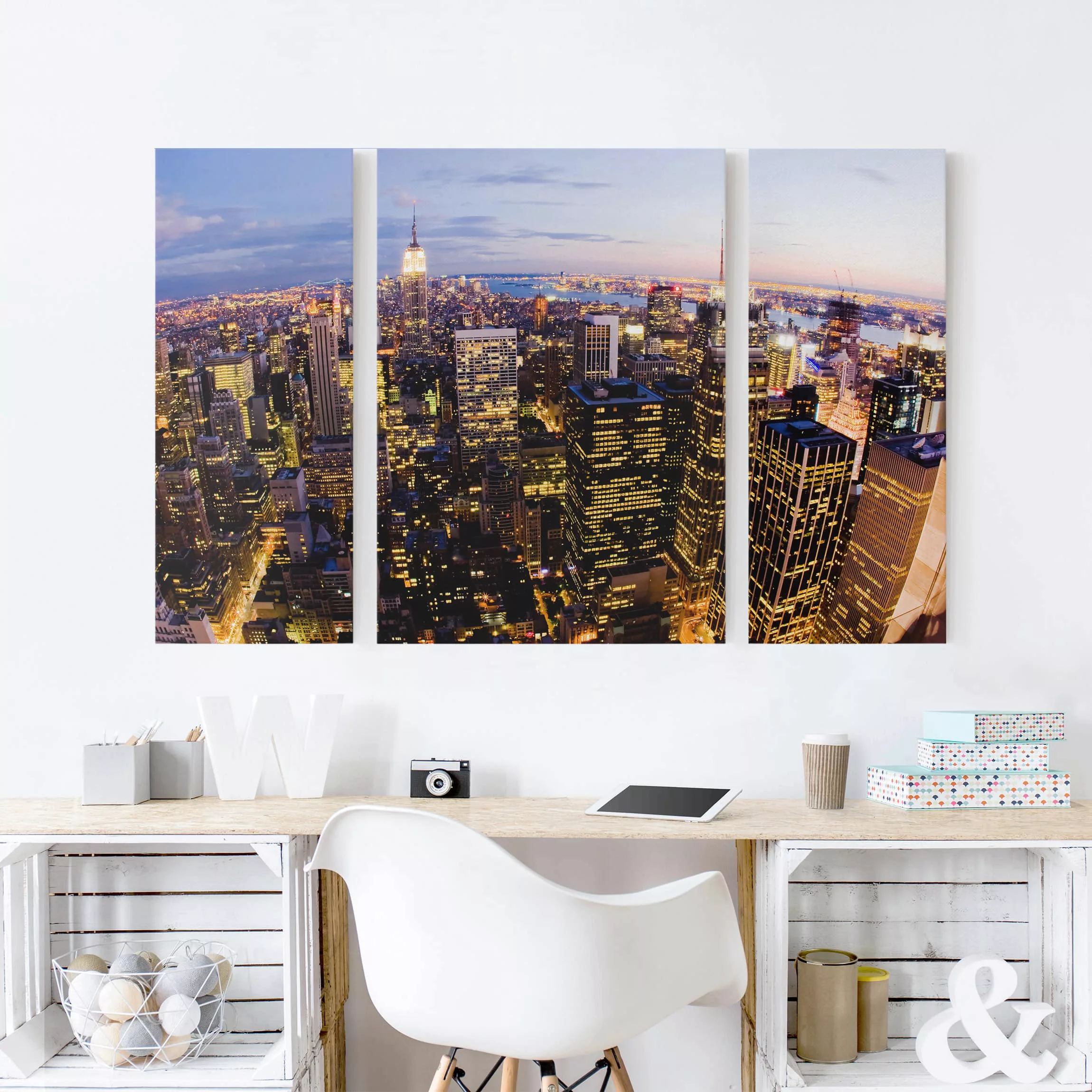 3-teiliges Leinwandbild Architektur & Skyline - Querformat New York Skyline günstig online kaufen