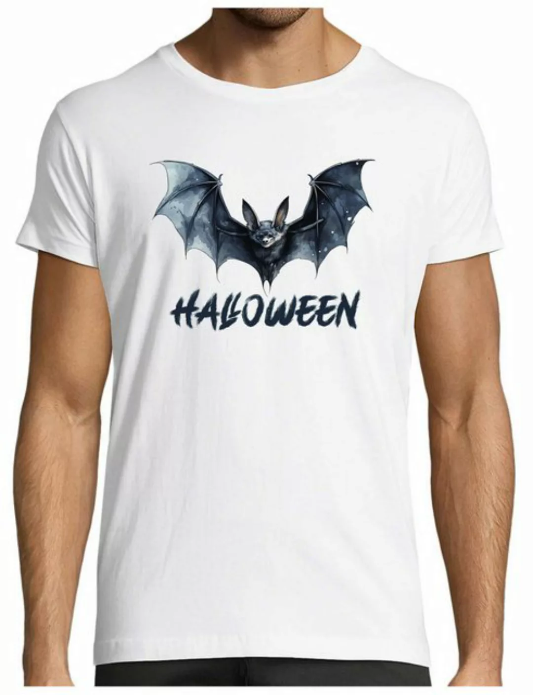 MyDesign24 T-Shirt Herren Halloween Shirt - Fledermaus Brustprint Baumwolls günstig online kaufen