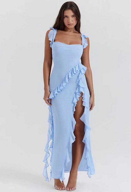 SEGUEN Sommerkleid Sommer Sexy Holzohr Seite Spleißen Temperament Split Kle günstig online kaufen