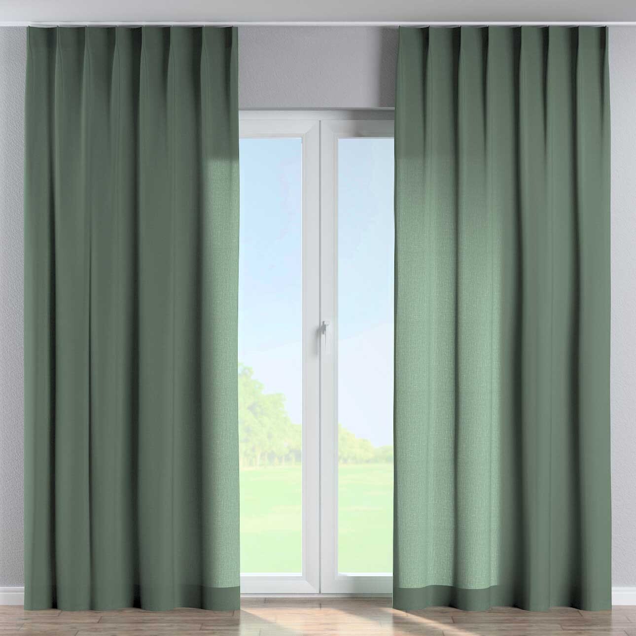 Vorhang mit flämischen 1-er Falten, grün, Leinen (159-08) günstig online kaufen