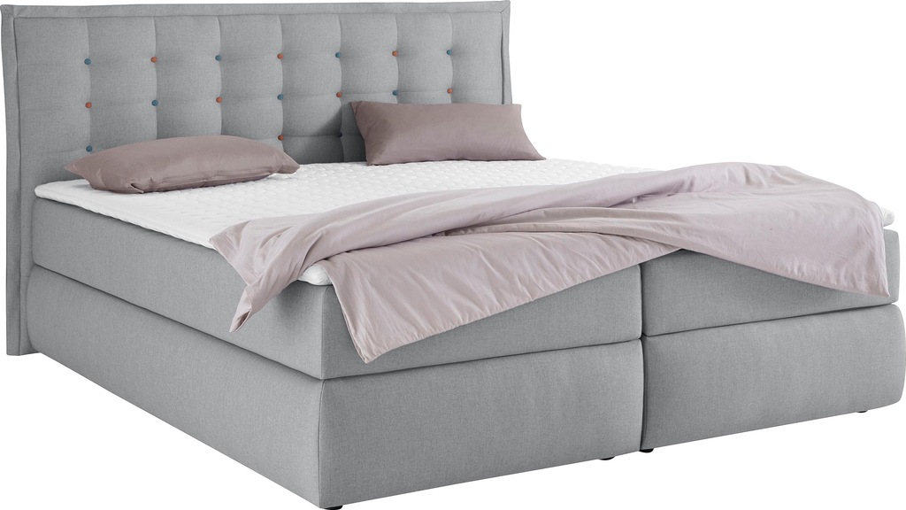 INOSIGN Boxspringbett "Sagres", Kopfteil mit 2farbiger Flatterbiese und zwe günstig online kaufen