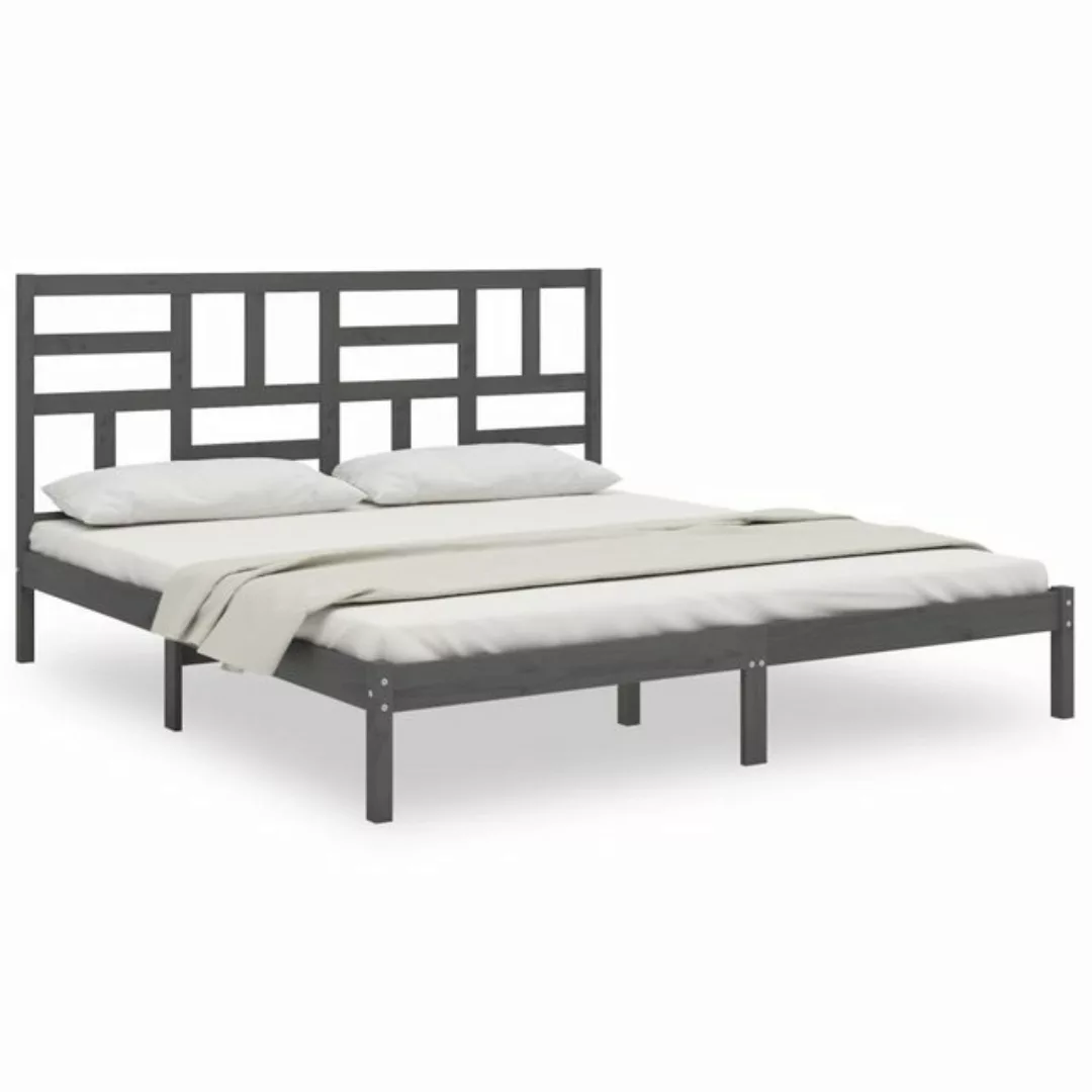 vidaXL Bettgestell Massivholzbett Grau 200x200 cm Bett Bettgestell Doppelbe günstig online kaufen