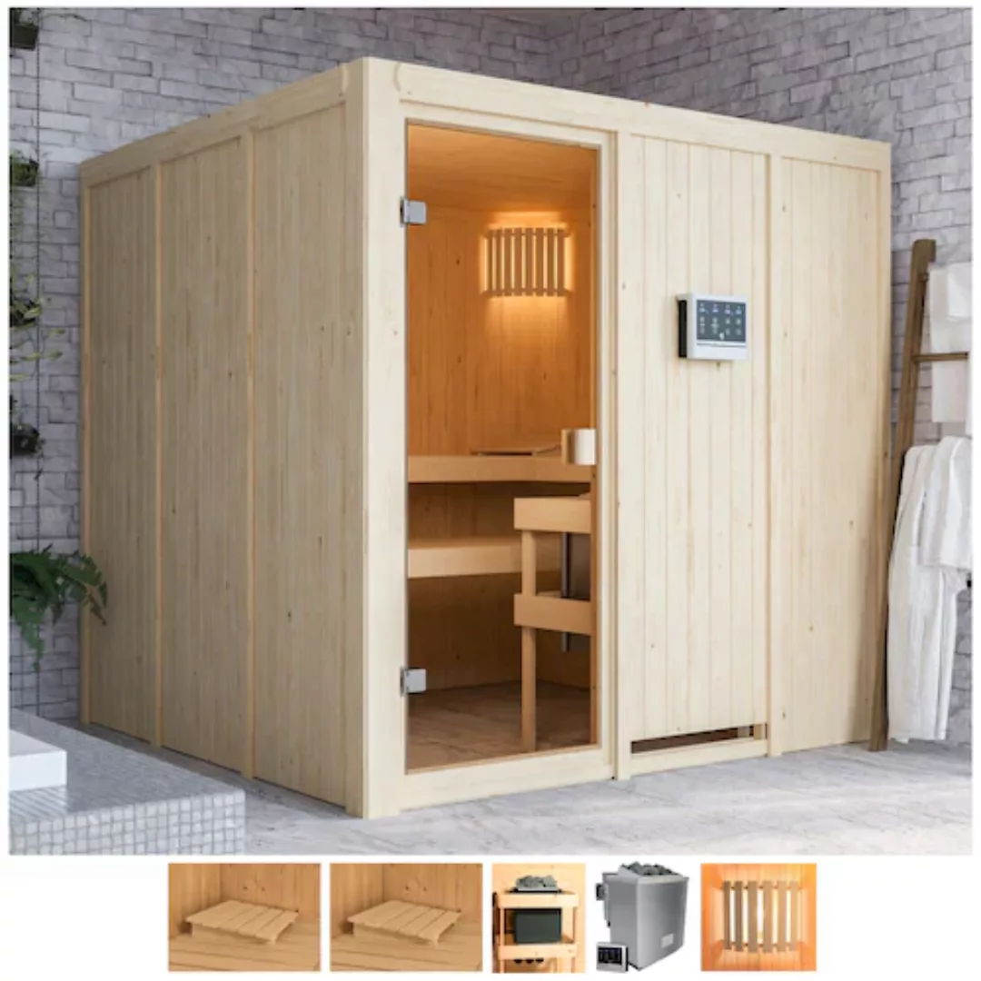 welltime Sauna »Omari«, 9-kW-Bio-Ofen mit ext. Steuerung günstig online kaufen