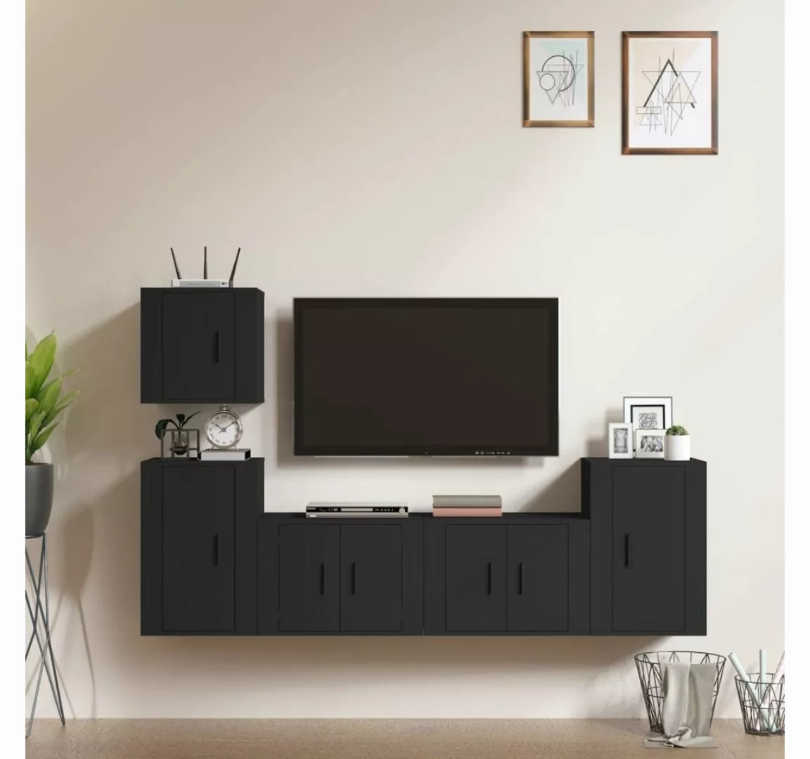 vidaXL TV-Schrank 5-tlg. TV-Schrank-Set Schwarz Holzwerkstoff (5-St) günstig online kaufen