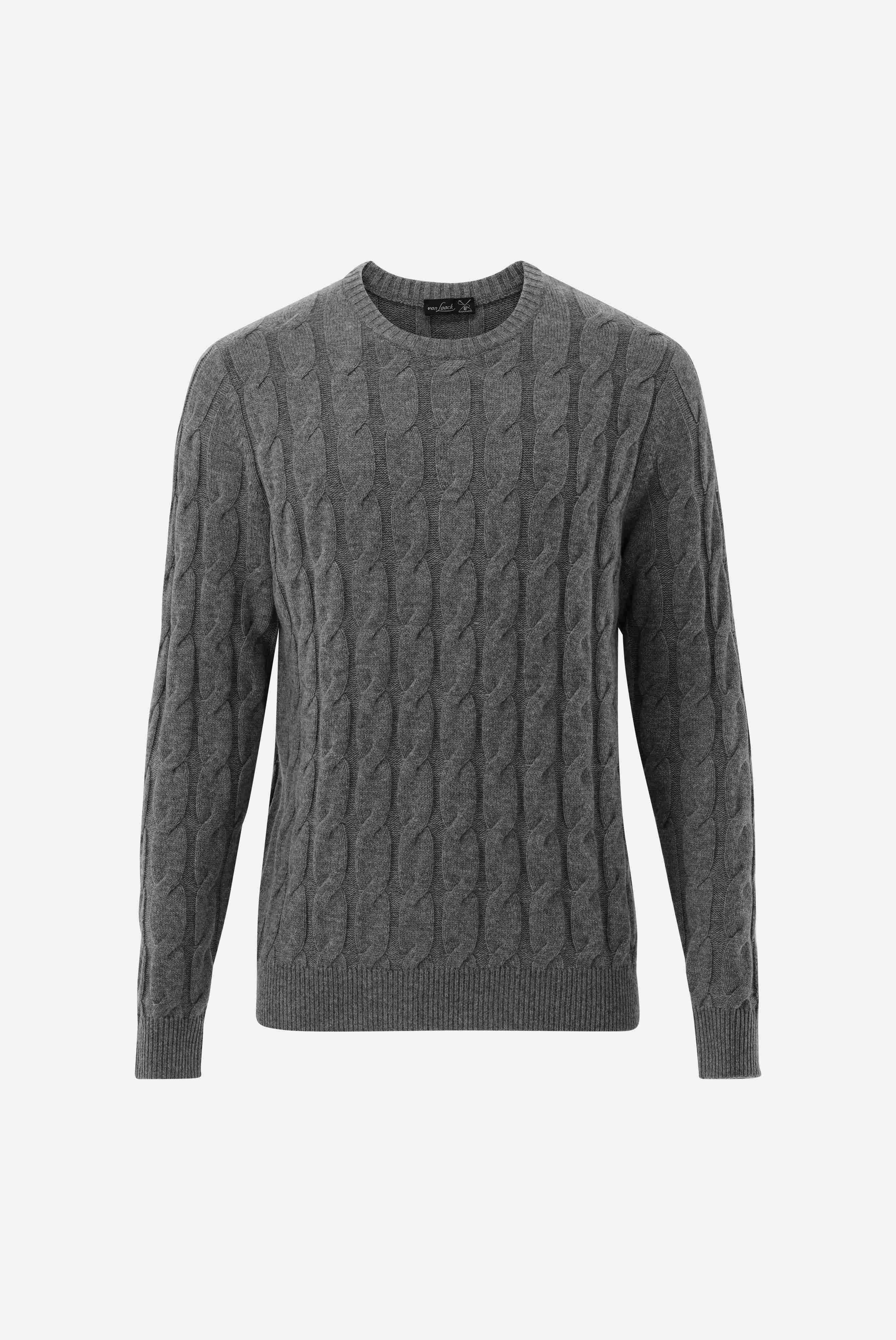 Rundhals Pullover mit Zopfmuster und Kaschmir günstig online kaufen