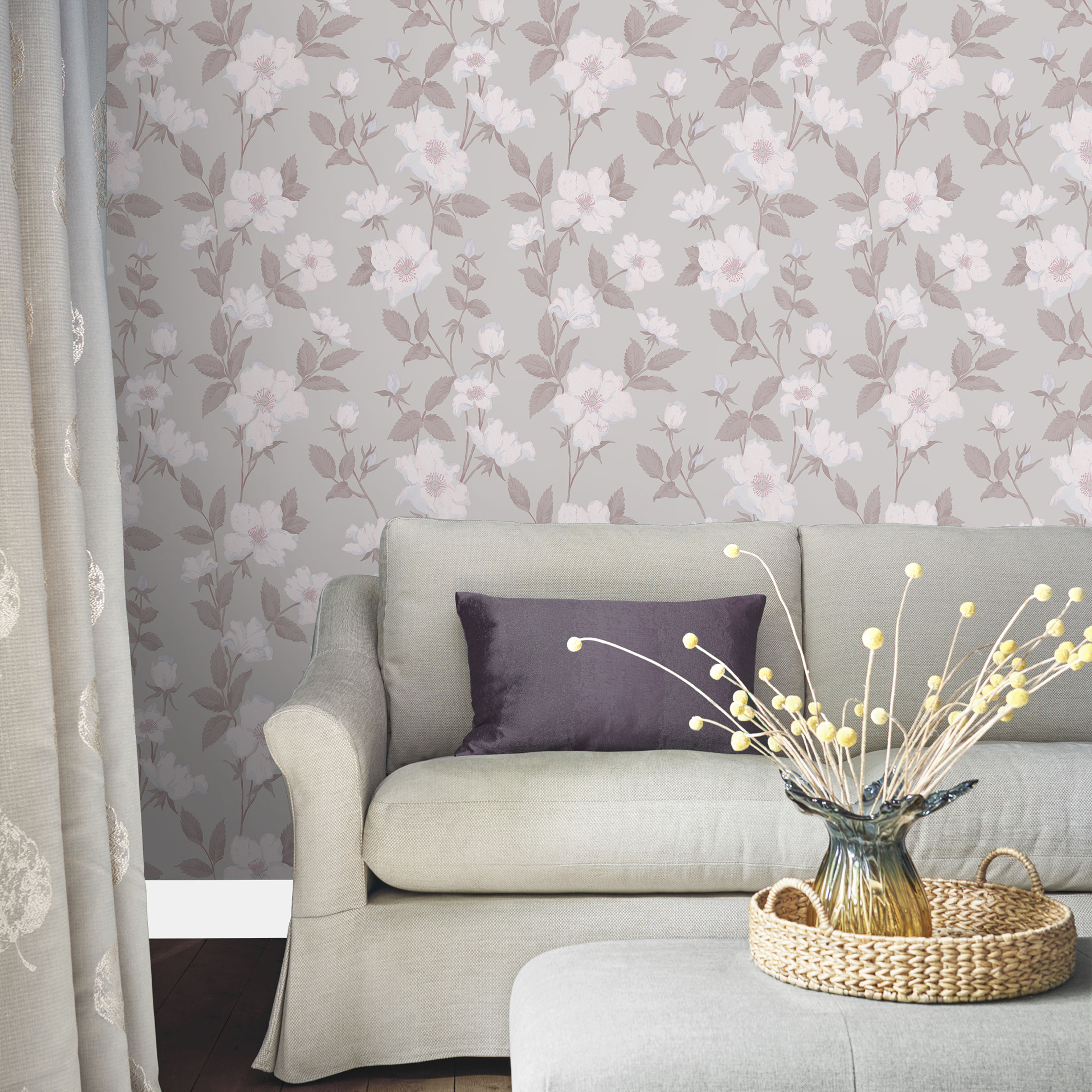 LAURA ASHLEY Vliestapete »Laura Ashley Fleurir Sugared Violet Vliestapete«, günstig online kaufen