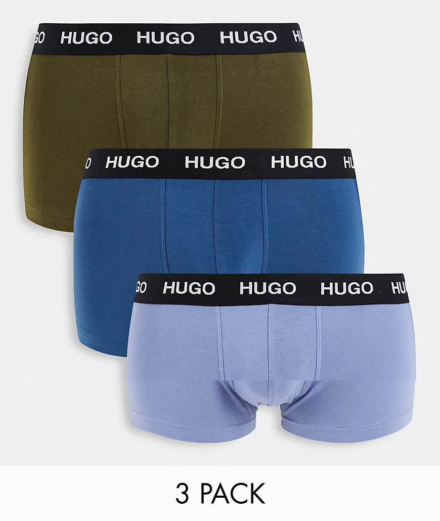 HUGO – Unterhosen in Marineblau/Blau/Khaki im 3er-Pack-Mehrfarbig günstig online kaufen