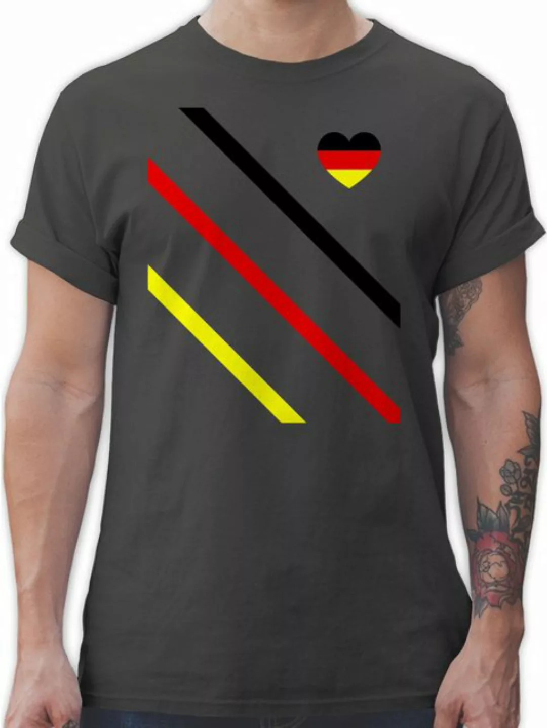 Shirtracer T-Shirt Deutschland Streifen Germany-Herz 2024 Fussball EM Fanar günstig online kaufen