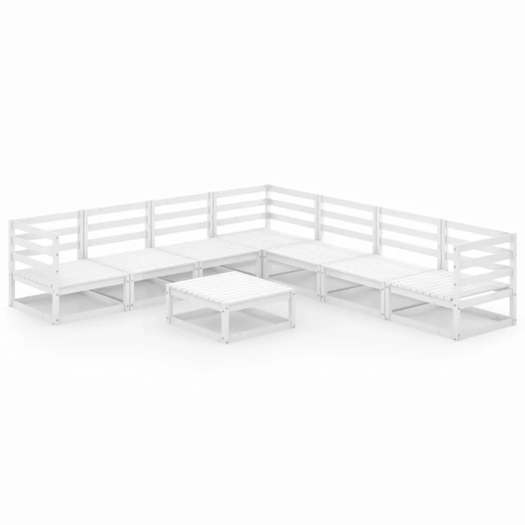 8-tlg. Garten-lounge-set Weiß Kiefer Massivholz günstig online kaufen