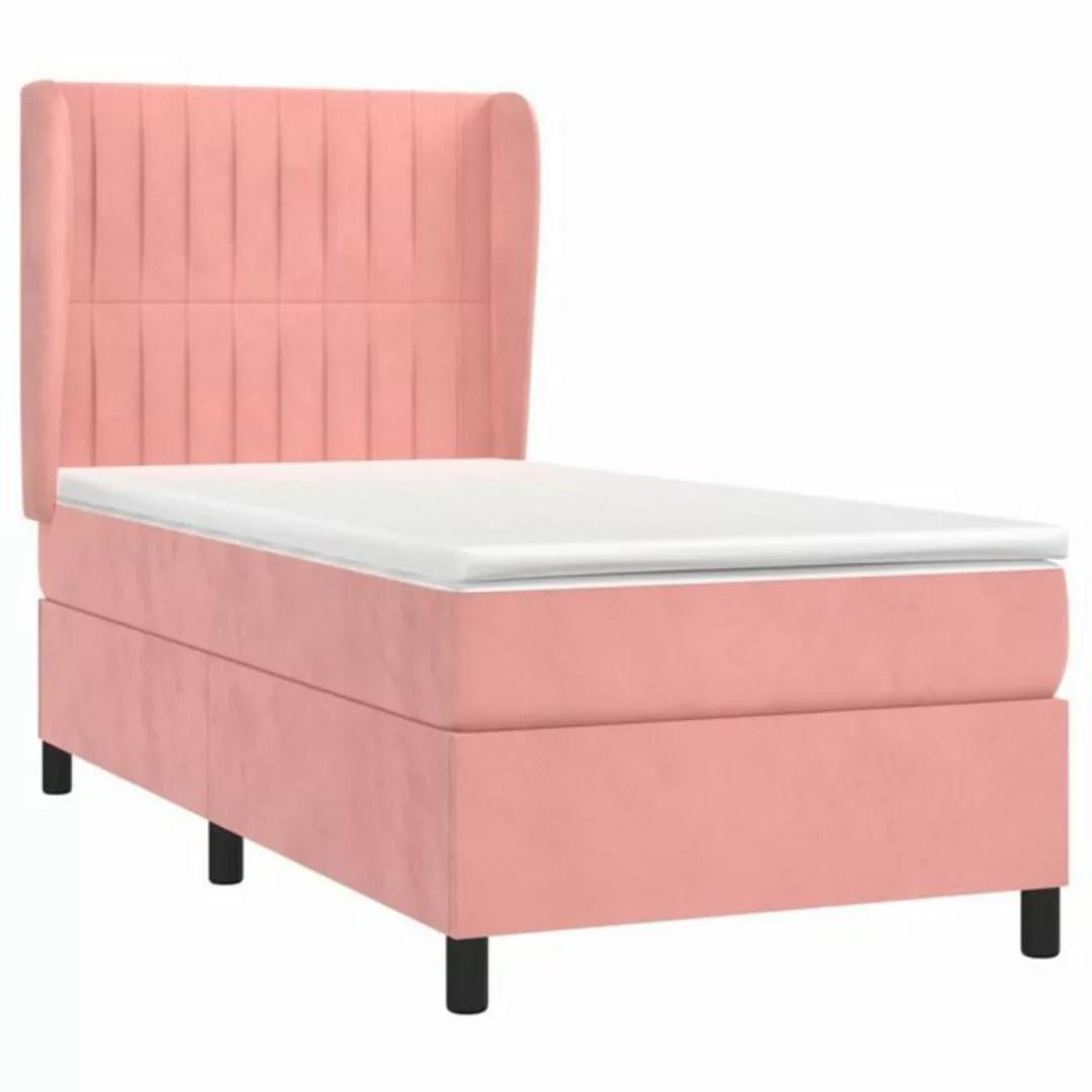 vidaXL Bettgestell Boxspringbett mit Matratze Rosa 90x200 cm Samt Bett Bett günstig online kaufen