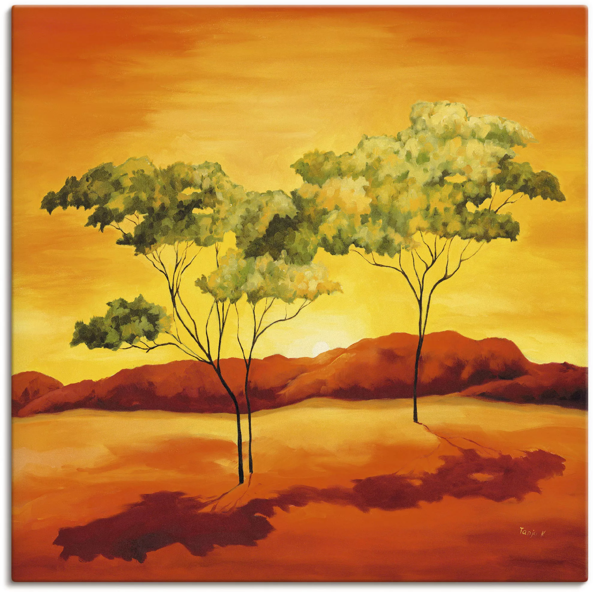 Artland Wandbild "Sonnenuntergang in der Steppe", Afrika, (1 St.), als Lein günstig online kaufen