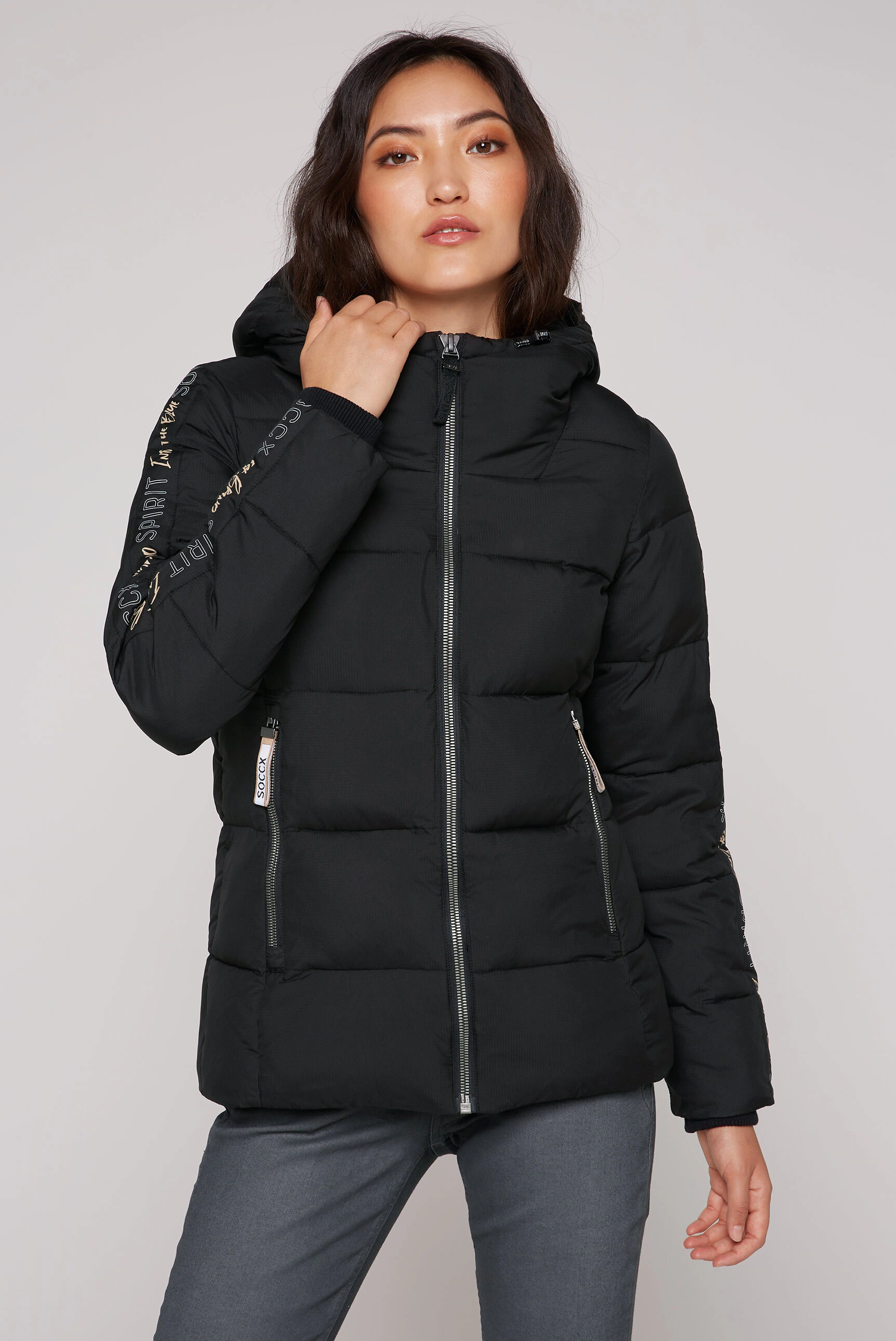 SOCCX Winterjacke, mit Kapuze, mit Rippbündchen im Ärmel günstig online kaufen