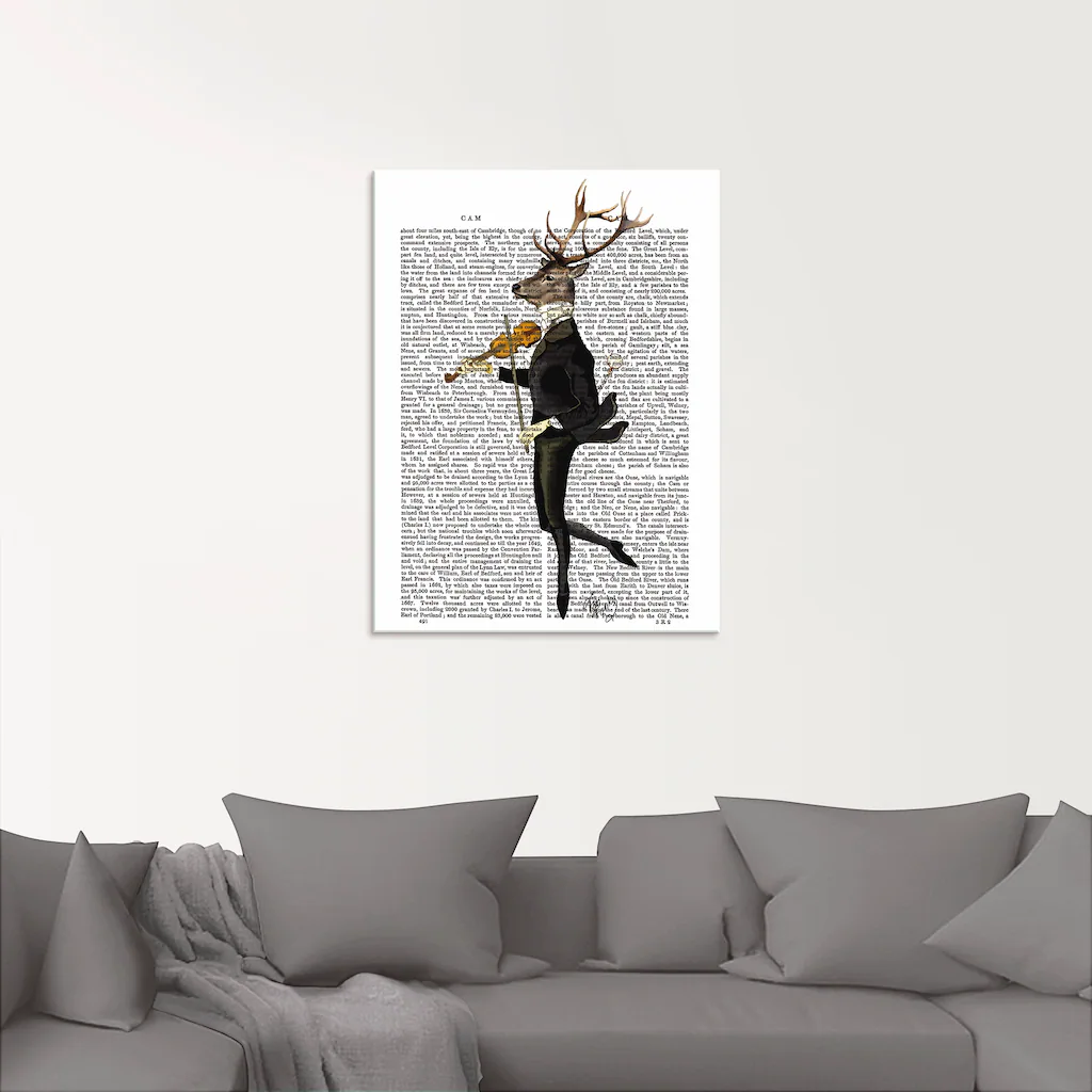 Artland Glasbild »Tanzender Hirsch mit Violine«, Humor, (1 St.), in verschi günstig online kaufen