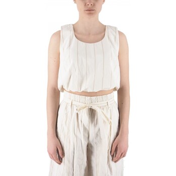 Manila Grace  T-Shirts & Poloshirts Off-White Cropped-Top günstig online kaufen