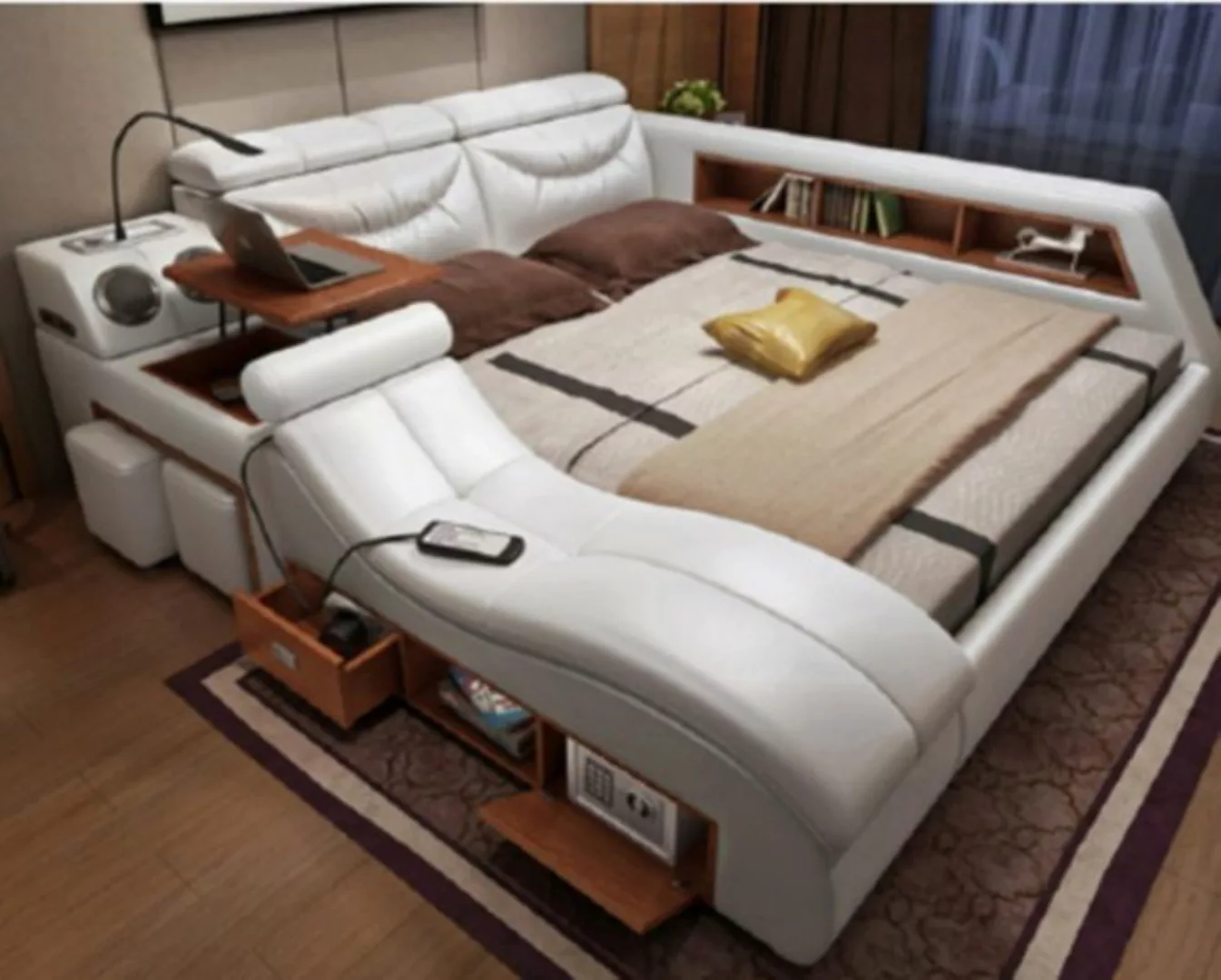 JVmoebel Bett, Design Bett xxl Big Leder Polster Betten Hotel 180x200cm Mul günstig online kaufen