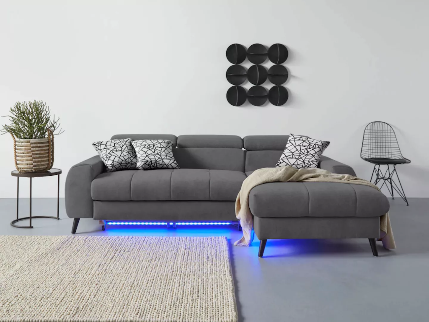 COTTA Ecksofa "Mia L-Form mit 3 Zierkissen", wahlweise mit Bettfunktion, Be günstig online kaufen