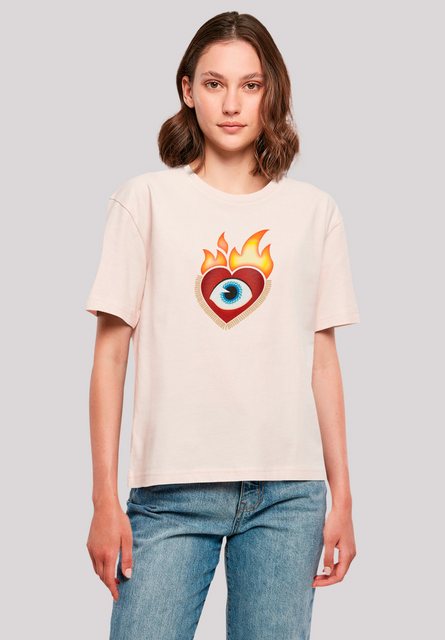 emoji couture T-Shirt Heart on flames eye and golden beads Premium Qualität günstig online kaufen