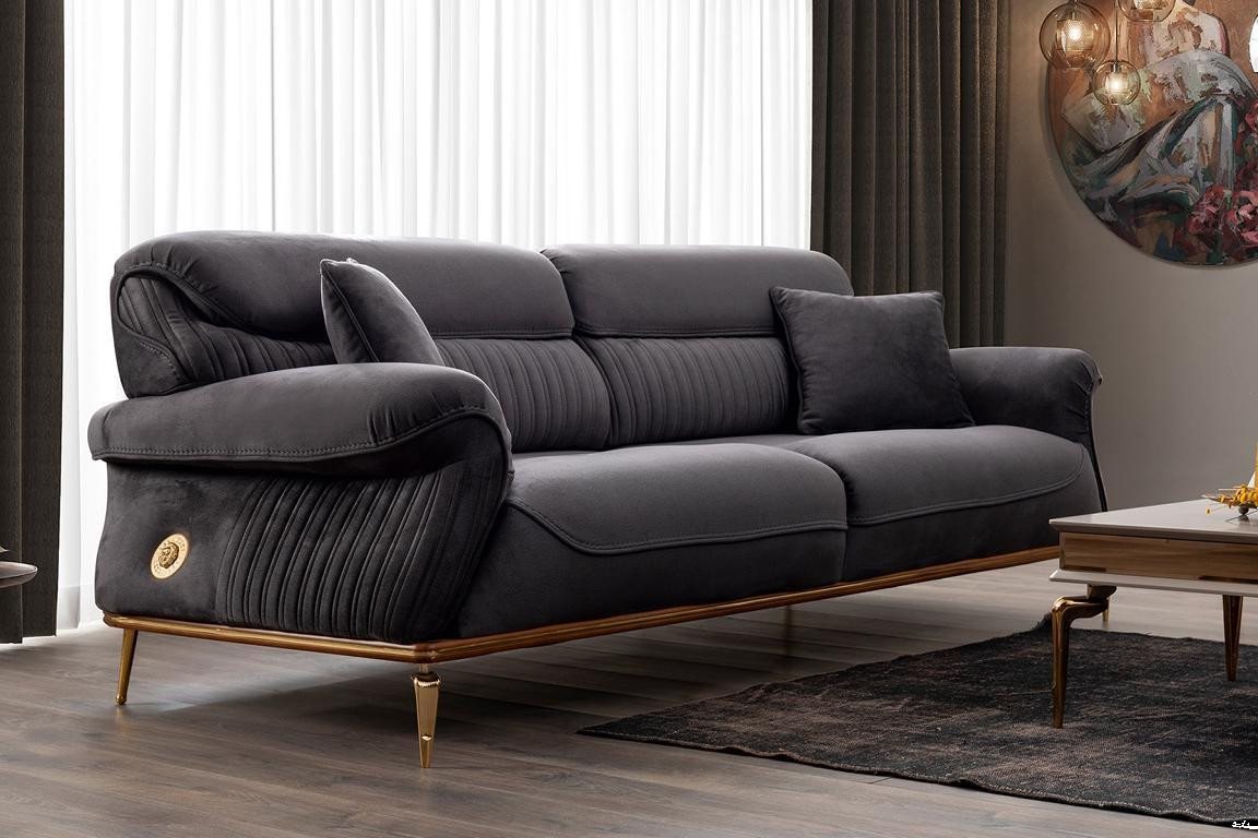 Xlmoebel 3-Sitzer Stilvolles 3-Sitzer-Sofa in zeitgemäßem Grau - Komfort un günstig online kaufen