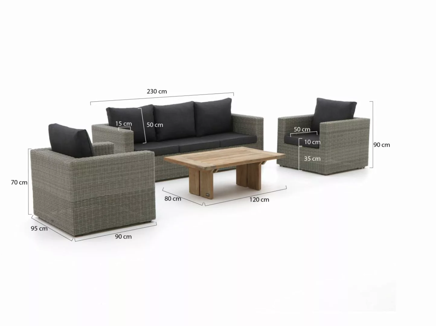 Intenso Carpino/ROUGH-L Sessel-Sofa Lounge-Set 4-teilig günstig online kaufen