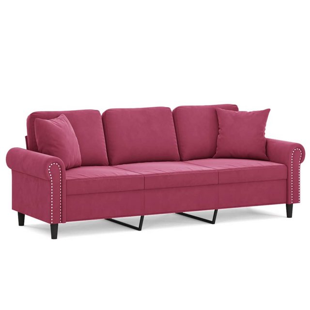 vidaXL Sofa 3-Sitzer-Sofa mit Zierkissen Weinrot 180 cm Samt günstig online kaufen