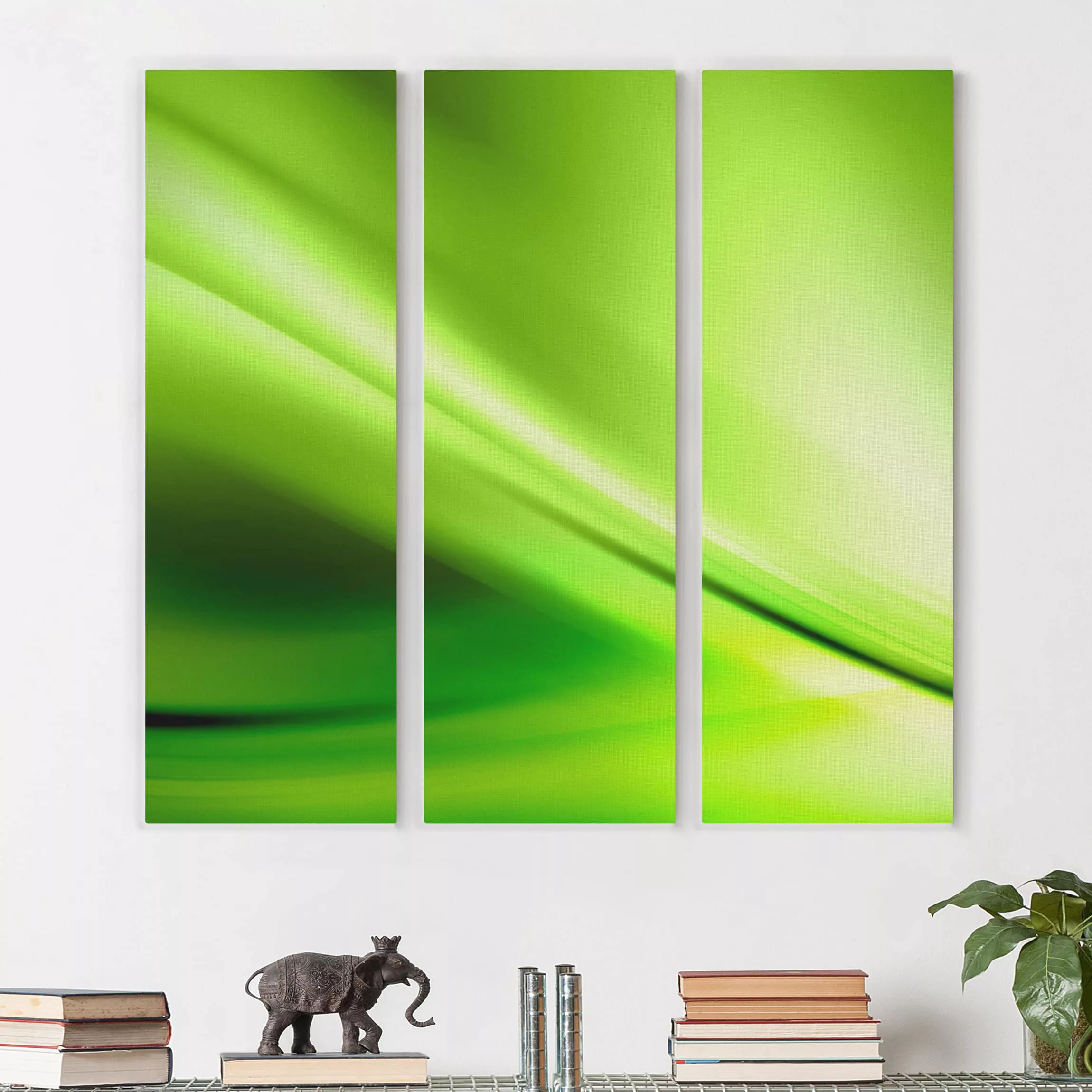 3-teiliges Leinwandbild Abstrakt - Quadrat Green Valley günstig online kaufen
