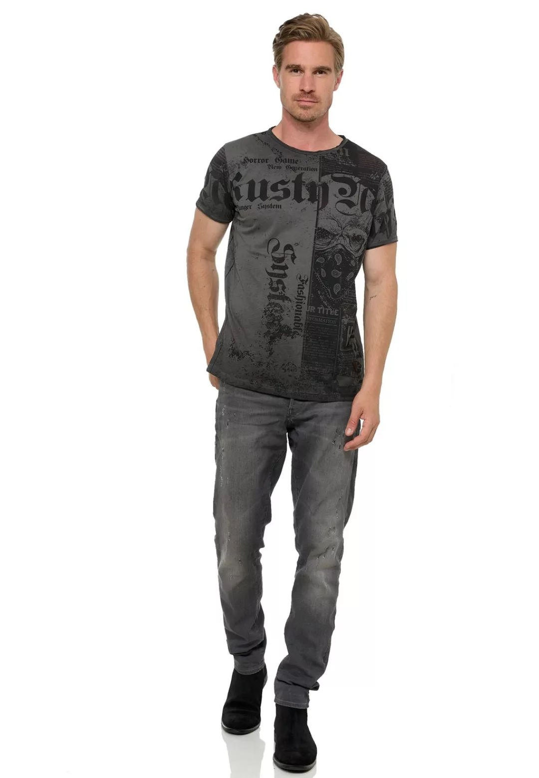 Rusty Neal T-Shirt, mit Allover-Print im Used-Look günstig online kaufen