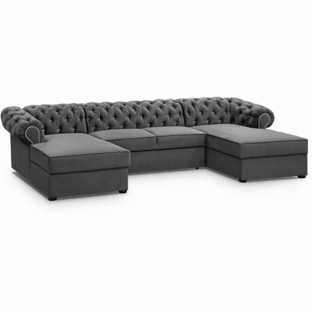 Beautysofa Ecksofa Chester, U-Form Ecksofa Schlaffunktion und Bettkasten, C günstig online kaufen