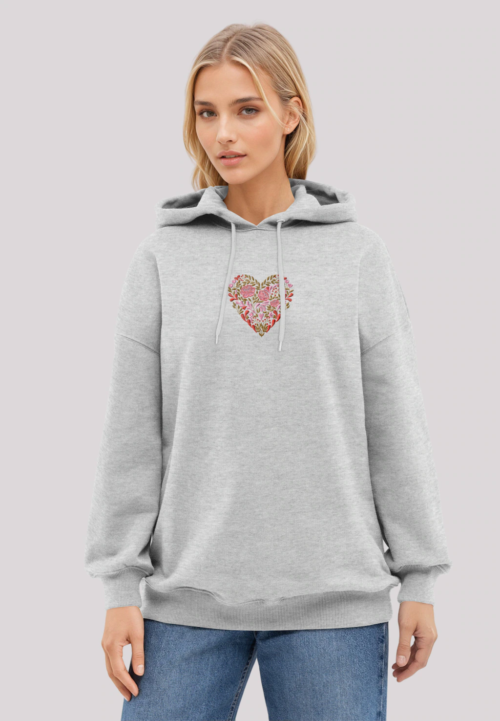 F4NT4STIC Kapuzenpullover "Blumen Herz bestickt", bestickt, Premium Qualitä günstig online kaufen