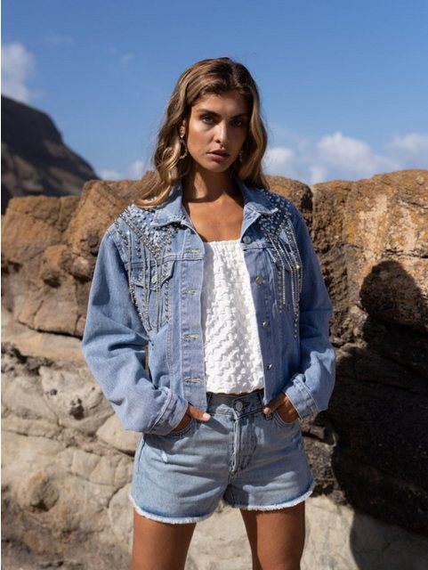 ANNIS Fashion & Accessoires Jeansjacke STARLET (1-St) Baumwolle, Detailreic günstig online kaufen