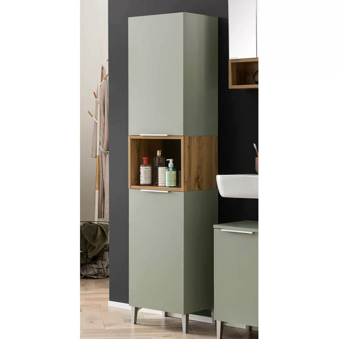 Badezimmerhochschrank im Skandi Design Drehtüren günstig online kaufen