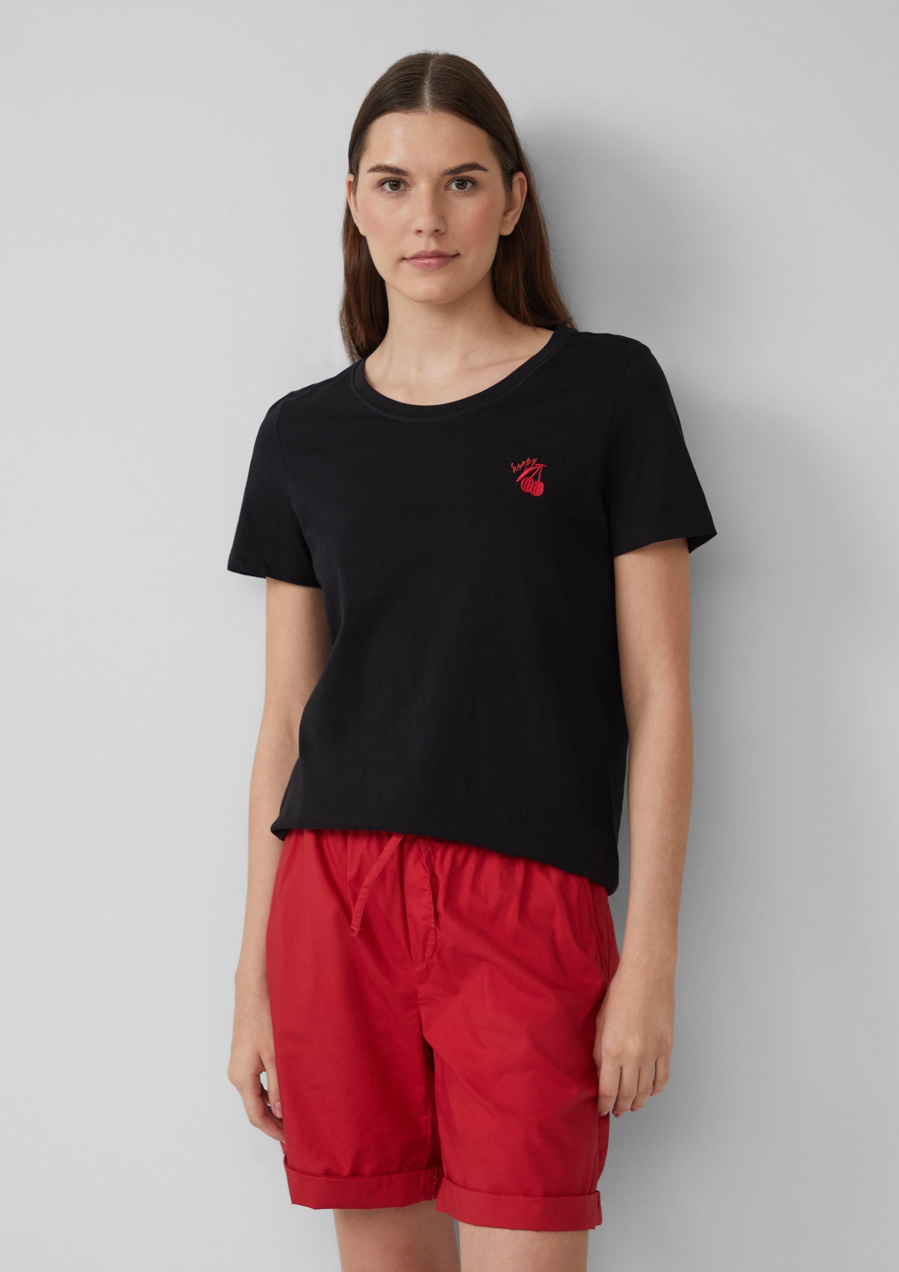 s.Oliver Kurzarmshirt Jersey-T-Shirt mit Stickerei Artwork günstig online kaufen