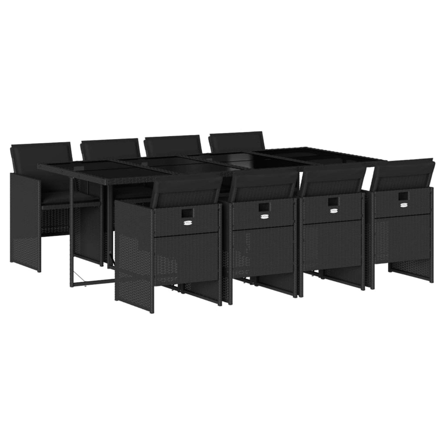 vidaXL 9-Tlg Garten-Essgruppe mit Kissen Schwarz Poly Rattan 3210559 günstig online kaufen