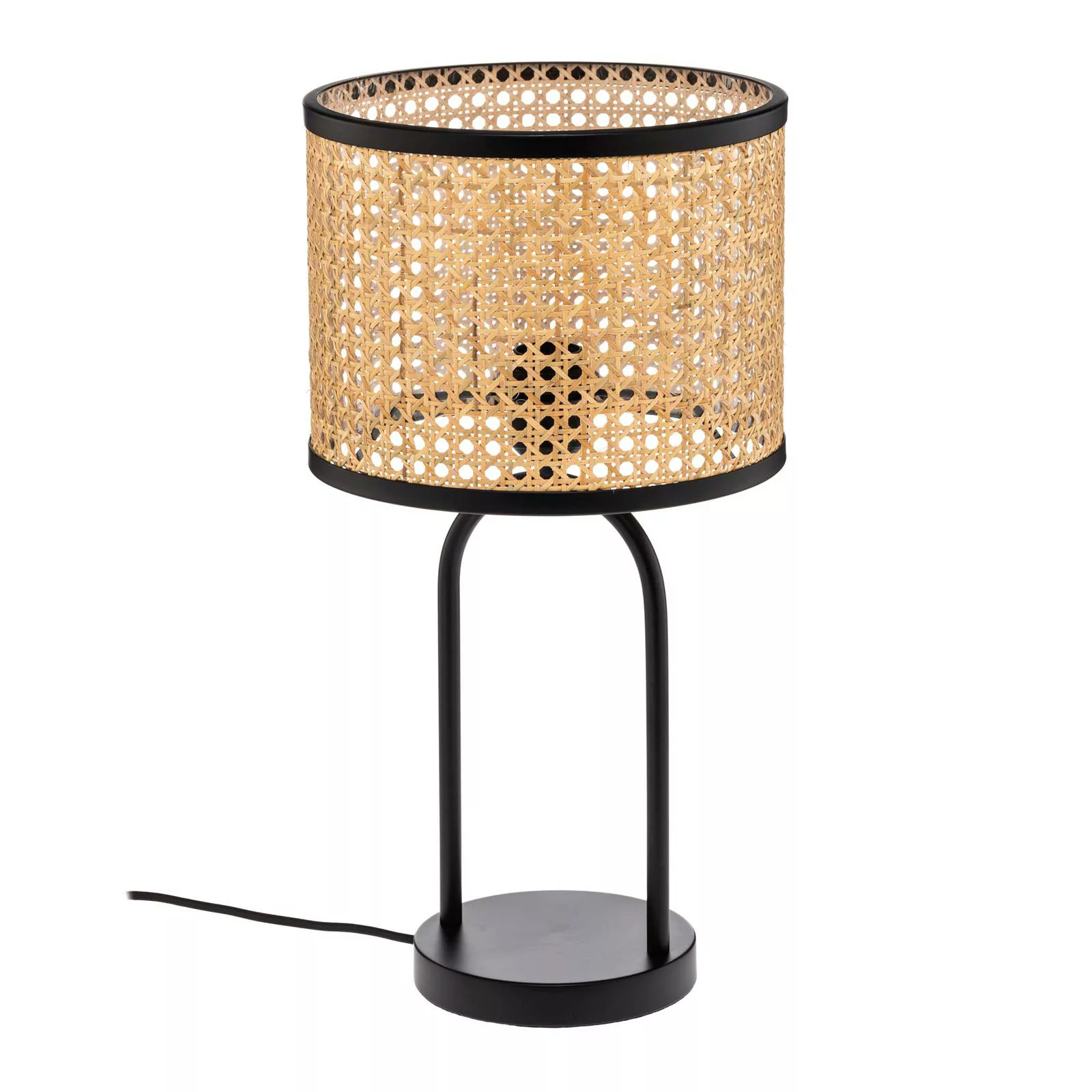 Lindby Yaelle Tischleuchte Metall Rattan Höhe 50cm günstig online kaufen