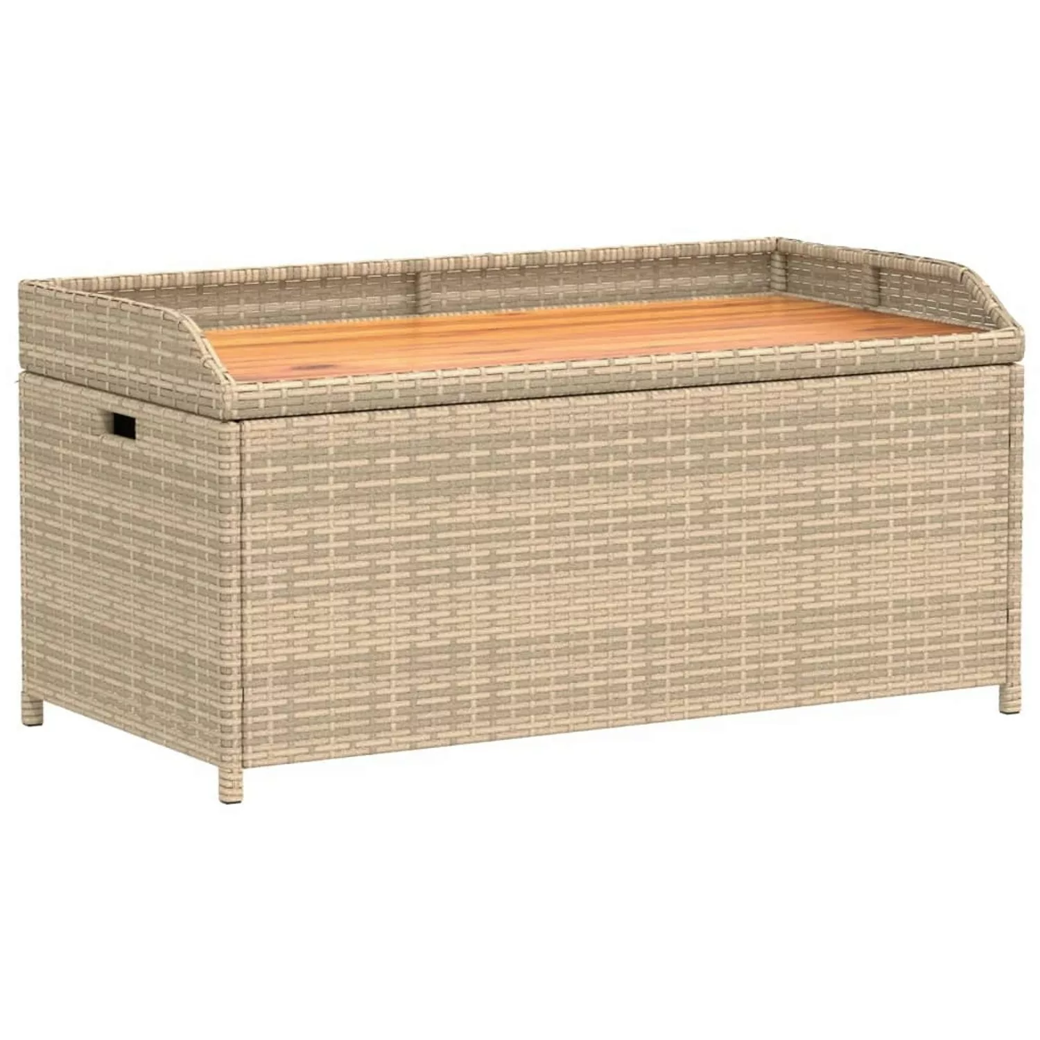 furnicato Bank mit Stauraum Beige 100x50x52 cm Poly Rattan Akazienholz günstig online kaufen