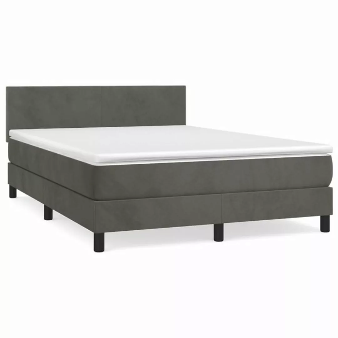 vidaXL Bettgestell Boxspringbett mit Matratze Dunkelgrau 140x190 cm Samt Be günstig online kaufen