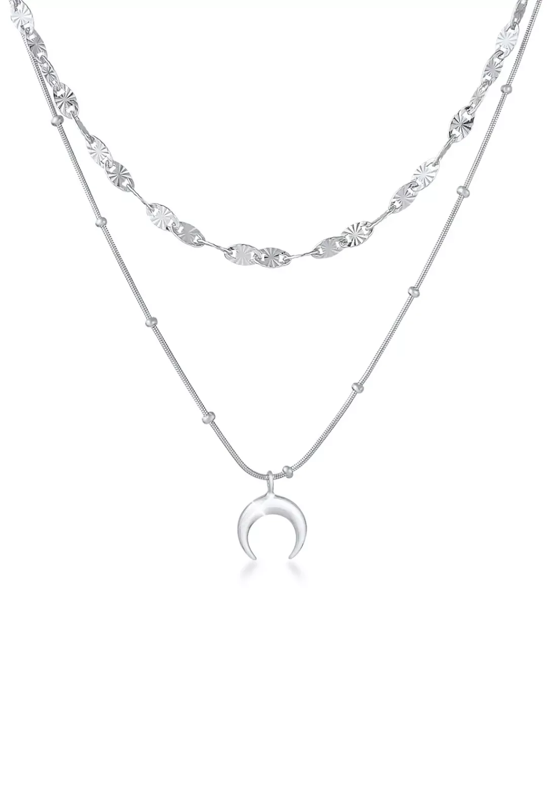 Elli Gliederkette "Layer Plättchen Mond Sichel Kugelkette 925 Silber" günstig online kaufen