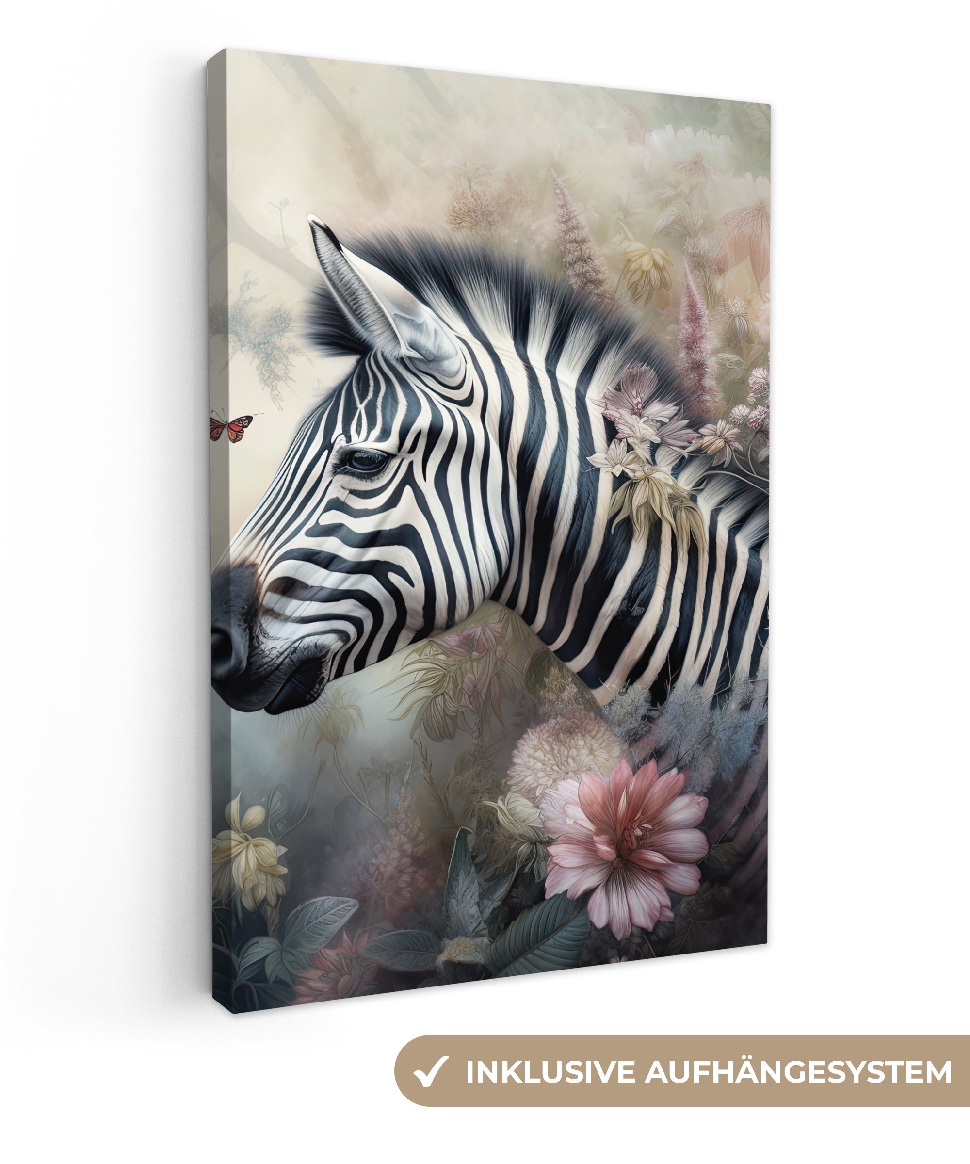 OneMillionCanvasses® Leinwandbild Zebra - Wilde Tiere günstig online kaufen