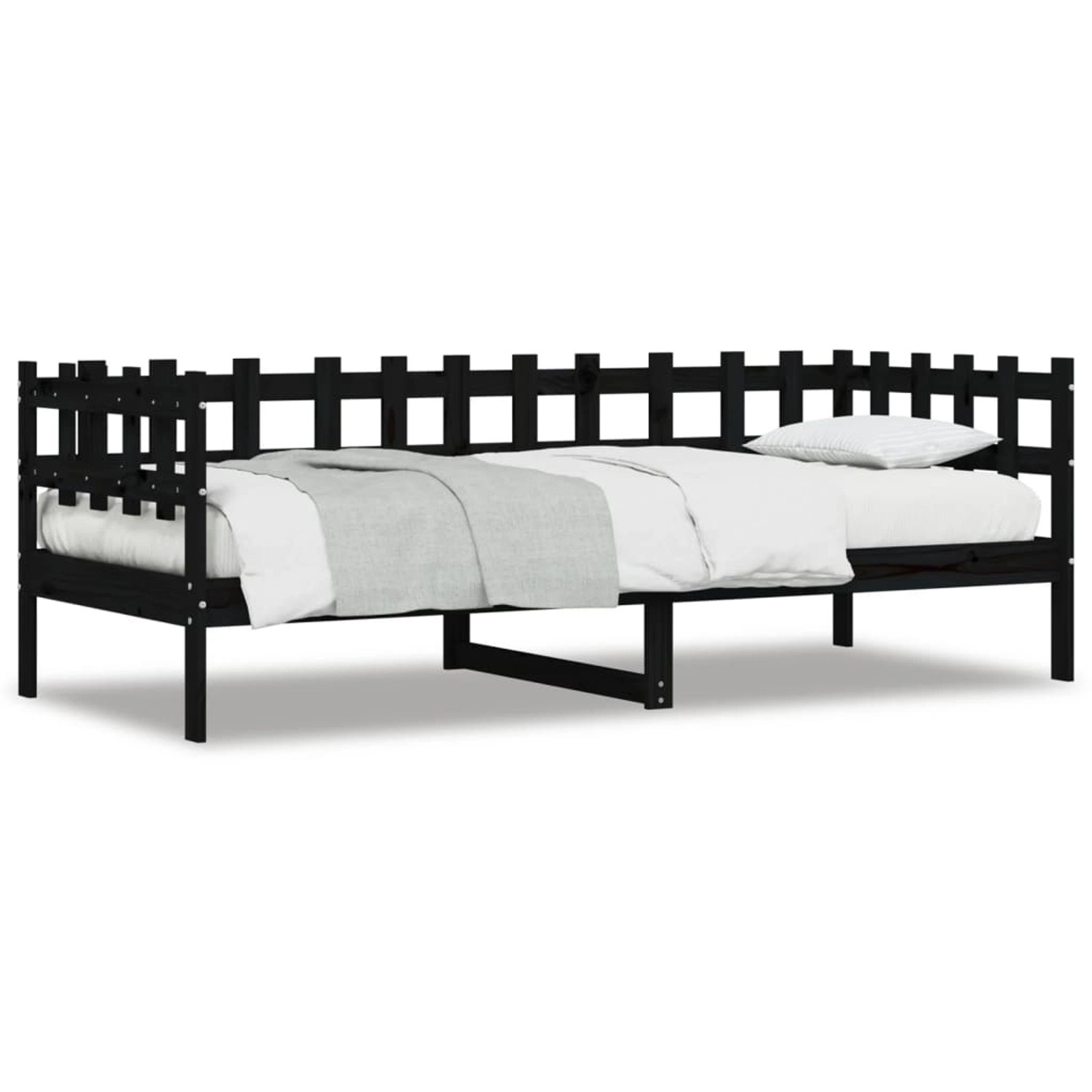 vidaXL Gästebett Gästebett Tagesbett Schwarz 90x190 cm Massivholz Kiefer Be günstig online kaufen