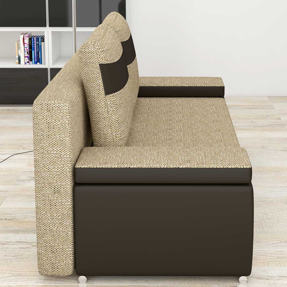 Zweisitzer Sofa Sofa in Beige und Braun günstig online kaufen