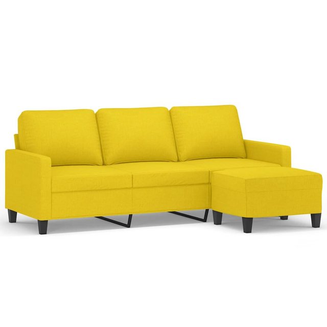 vidaXL Sofa 3-Sitzer-Sofa mit Hocker Stoff, Gelb günstig online kaufen