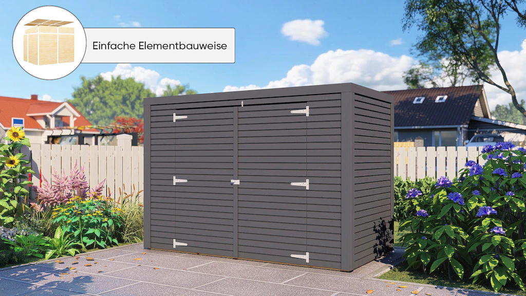 Bertilo Gartenschrank Box Bike 103 cm x 207 cm Anthrazit FSC® günstig online kaufen