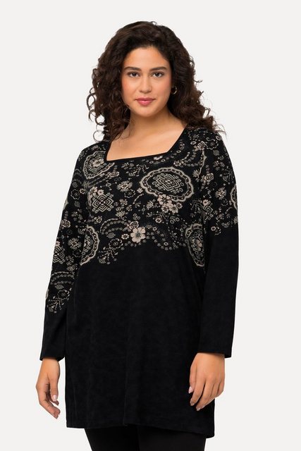 Ulla Popken Longshirt Longshirt Motiv Carree-Ausschnitt Langarm günstig online kaufen