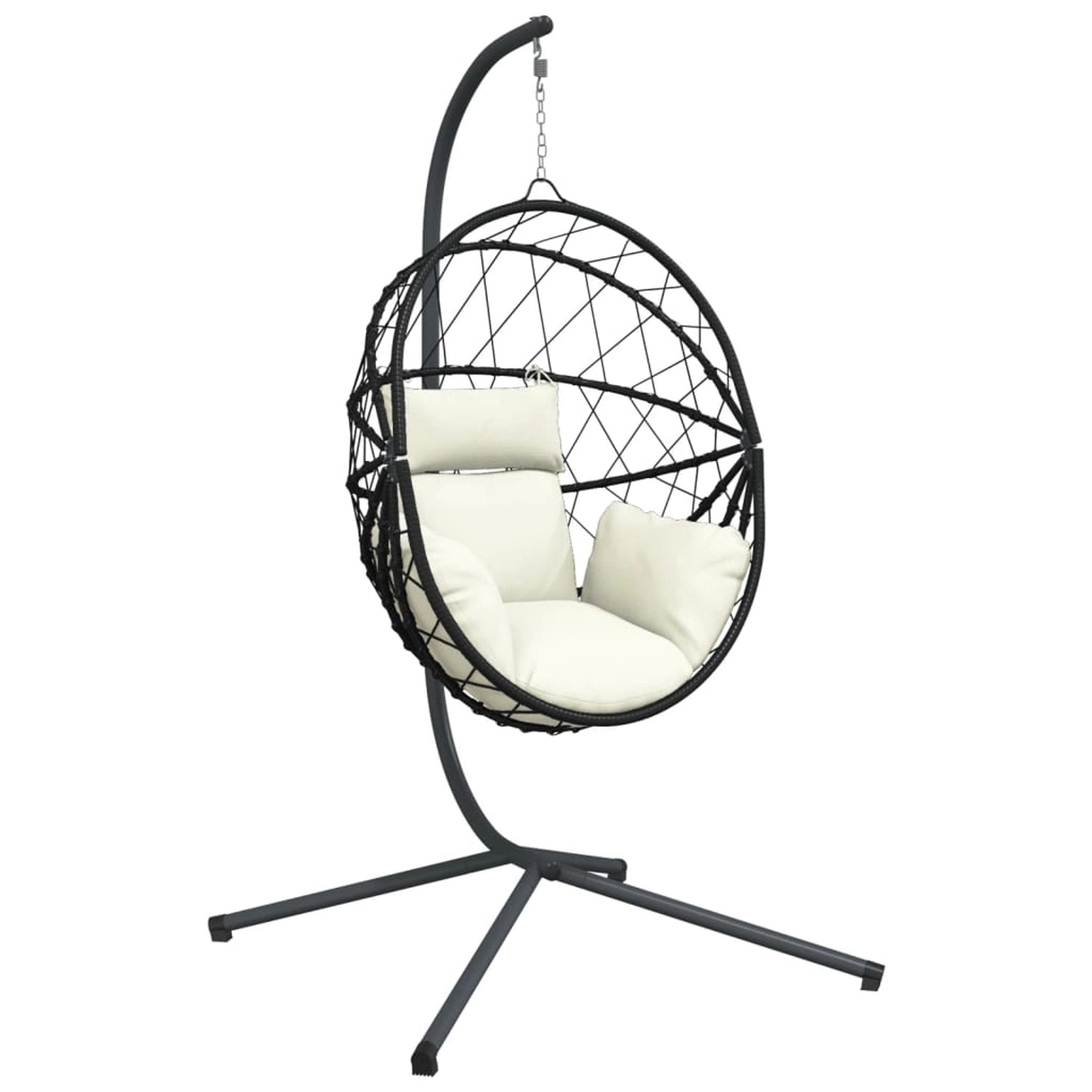 vidaXL Hängesessel Ei-Design mit Ständer Beige Rattan und Stahl 2152741 günstig online kaufen