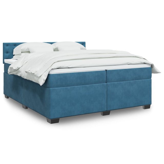 furnicato Bettgestell Boxspringbett mit Matratze Blau 200x200 cm Samt günstig online kaufen